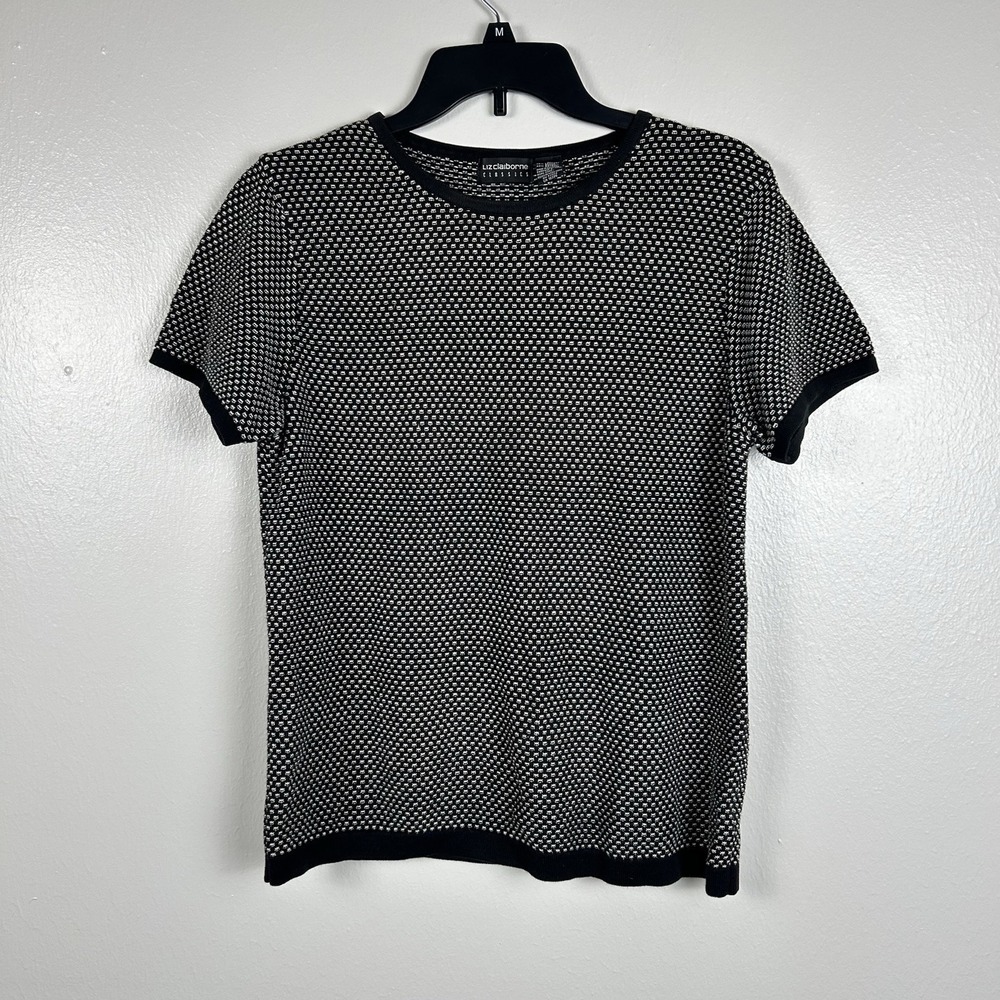 Vintage Liz Claiborne Women's Short Sleeve Sweater Size‎ L Cotton Retro Classic